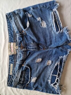 Hot Kiss Blue Distressed Denim Cutoff Shorts
